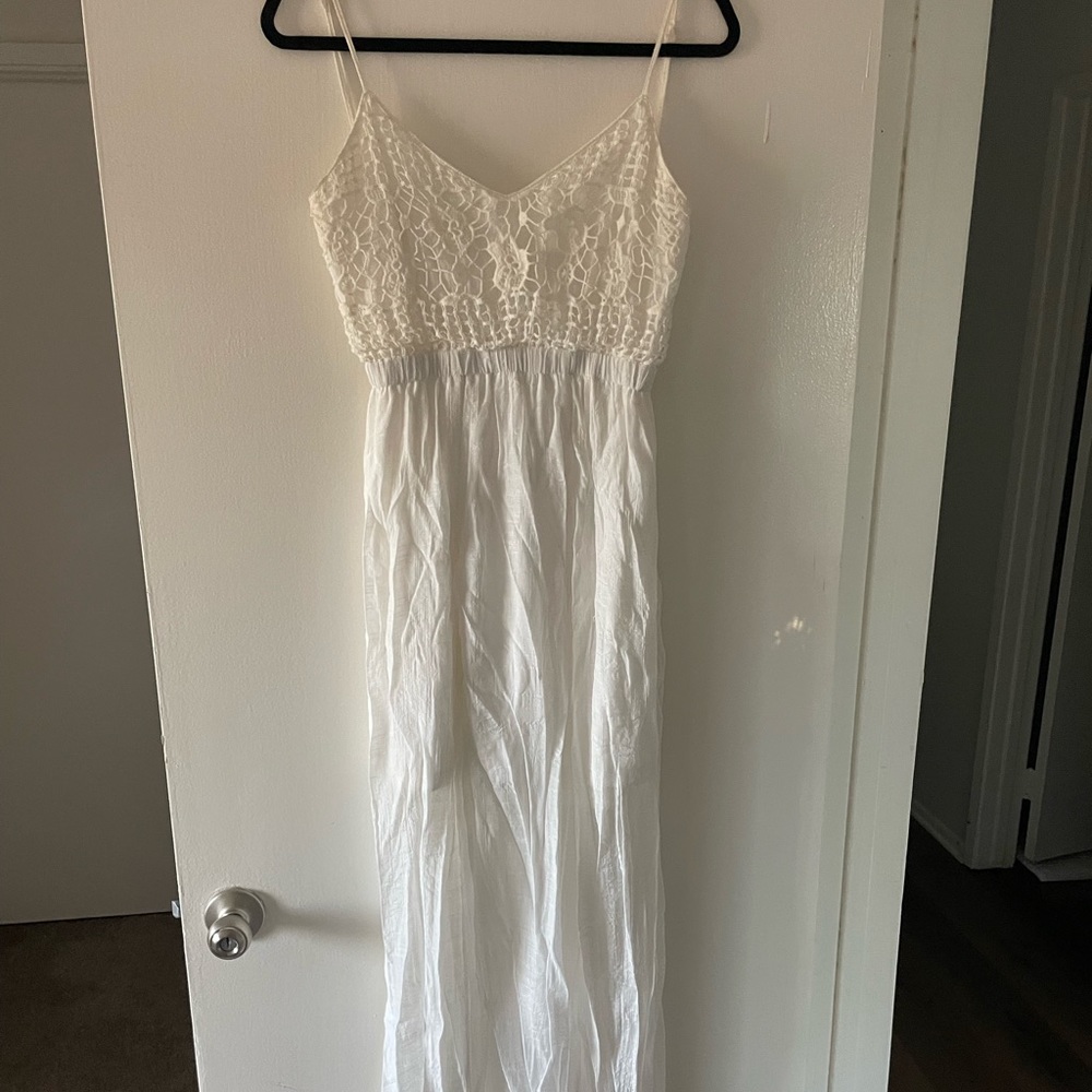 White open back maxi dress